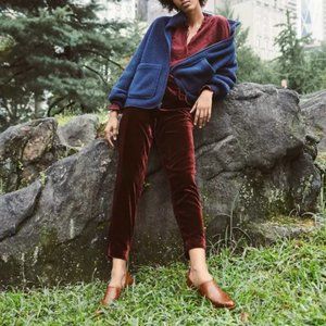 NWT Madewell | Maroon Velvet Tapered Pants | sz S